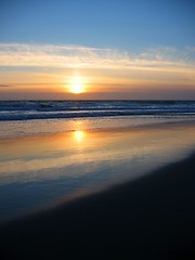 Image showing Sunset over the ocean