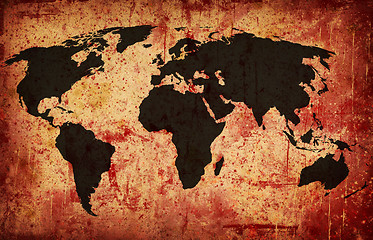 Image showing Grunge world map