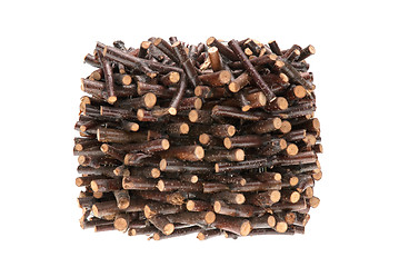 Image showing Pile of assorted sawed twigs and branches 