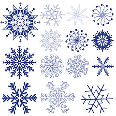 Image showing Set dark violet snowflakes