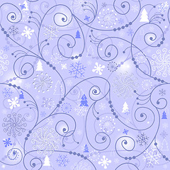 Image showing Blue-white christmas seamless pattern 