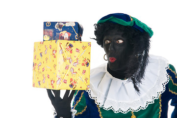 Image showing Zwarte Piet with presents