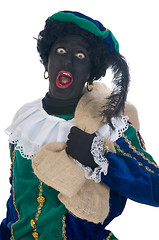 Image showing Zwarte Piet with bag