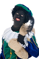 Image showing Zwarte Piet with bag