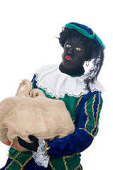 Image showing Zwarte Piet with bag