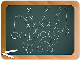 Image showing Teamwork Football Game Plan Strategy on Blackboard