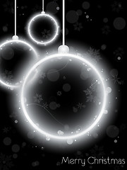 Image showing Silver Neon Christmas Ball on Black Background