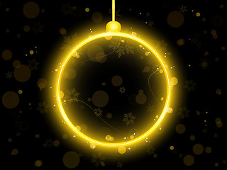 Image showing Golden Neon Christmas Ball on Black Background