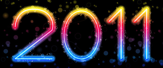 Image showing 2011 Abstract Colorful Rainbow Letters on Black Background