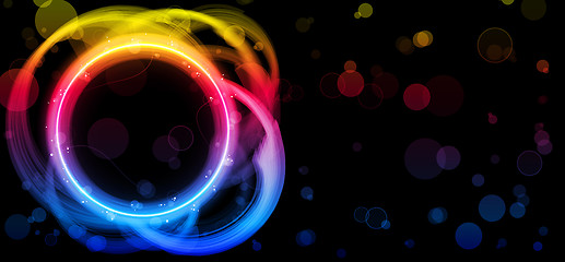 Image showing Rainbow Circle Border with Sparkles and Swirls.