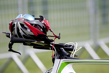 Image showing Helmet on the handlebars