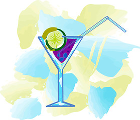 Image showing Cocktail with lemon