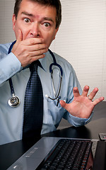 Image showing Surprised doctor reacts to patient