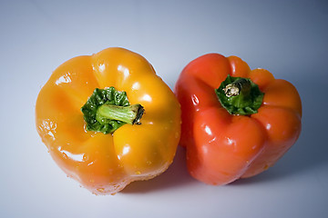 Image showing Isolated Orange and Yellow Peppers