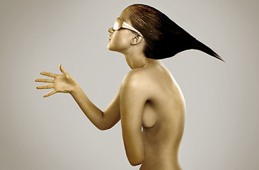 Image showing gold bodypainted girl 