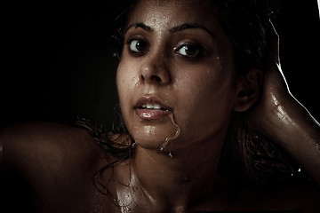 Image showing Portrait of beautiful young woman with wet face