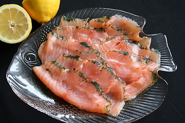 Image showing Salmon and lemon