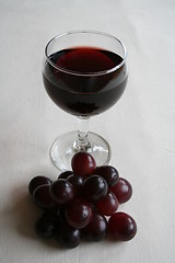 Image showing Red wine and grapes