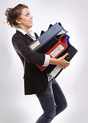 Image showing business woman with folders for documents