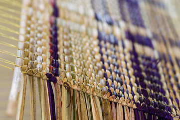 Image showing Detail of straw mat on a weave