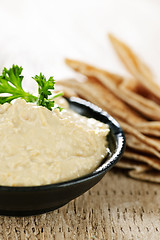 Image showing Hummus with pita bread