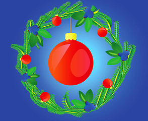 Image showing Wreath decorated varicoloured ball