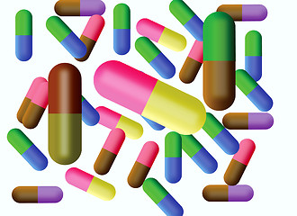 Image showing aricoloured tablets in capsule