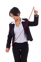 Image showing Business woman drawing a graph