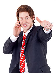 Image showing  Man Being Positive on phone