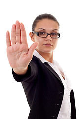 Image showing woman making stop sign