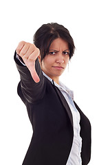 Image showing  woman gesturing thumbs down