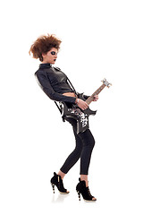 Image showing woman with electric guitar
