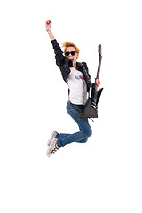 Image showing guitarist jumps
