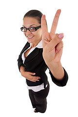 Image showing  woman making her victory sign