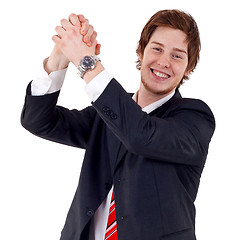 Image showing business man celebrating