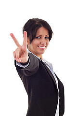 Image showing  woman making the victory sign