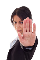 Image showing business woman saying stop