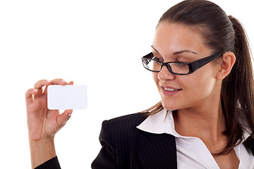 Image showing Businesswoman with card