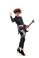 Image showing energic woman playing guitar