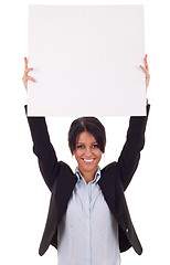 Image showing Business woman with blank board