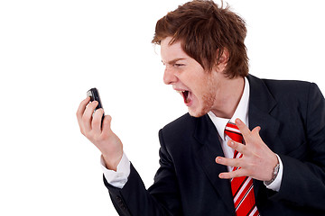 Image showing  business man screaming on the phone