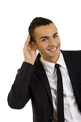 Image showing Young business man, listening