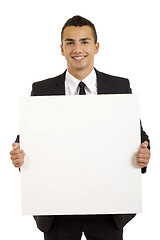 Image showing businessman with blank board