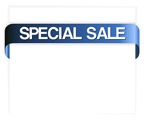 Image showing special sale blue ribbon