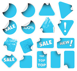 Image showing Set of blue labels badges and stickers