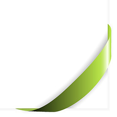 Image showing Empty green (olive) corner ribbon