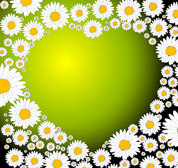 Image showing Green heart made from flowers