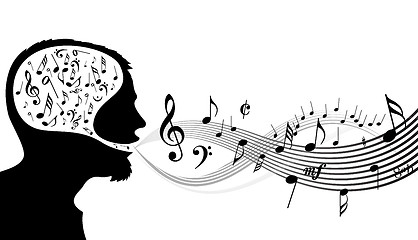 Image showing Music theme - head of the singer
