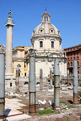 Image showing Traian column and Santa Maria di Loreto in Rome