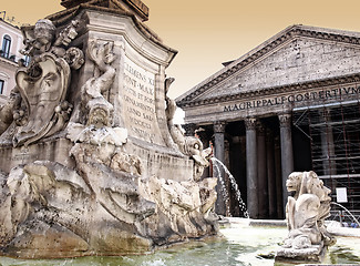 Image showing Pantheon with Fountain in Rome